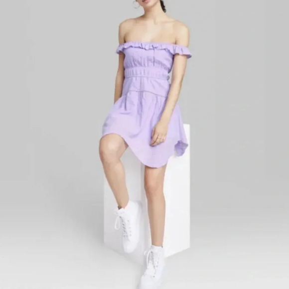 Women's Ruffle Tiered Skater Dress | Wild Fable | Target | Lavender | Size M - Picture 1 of 12